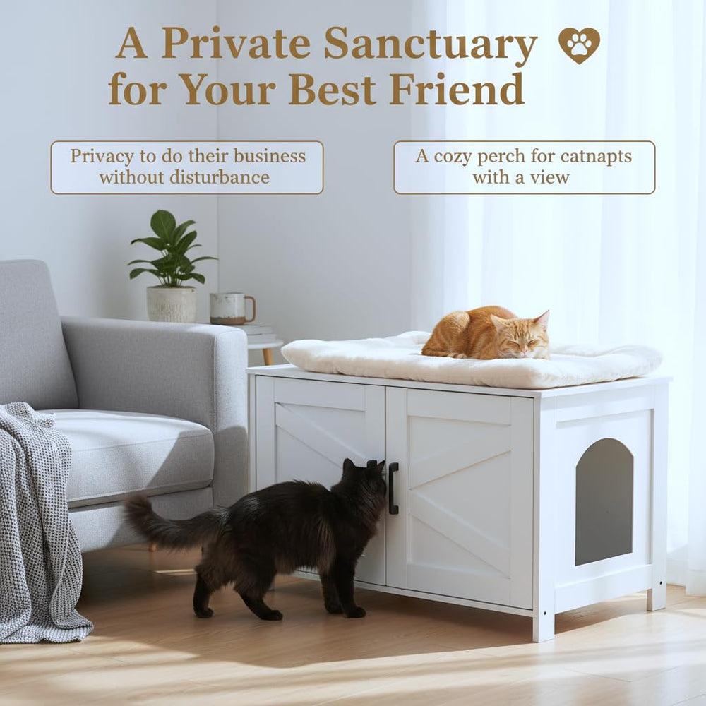 Homhedy cat litter box enclosure water-resistant veneered surface for quick cleanup