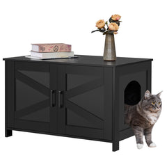 Homhedy cat litter enclosure front view shows concealed litter for a tidy space