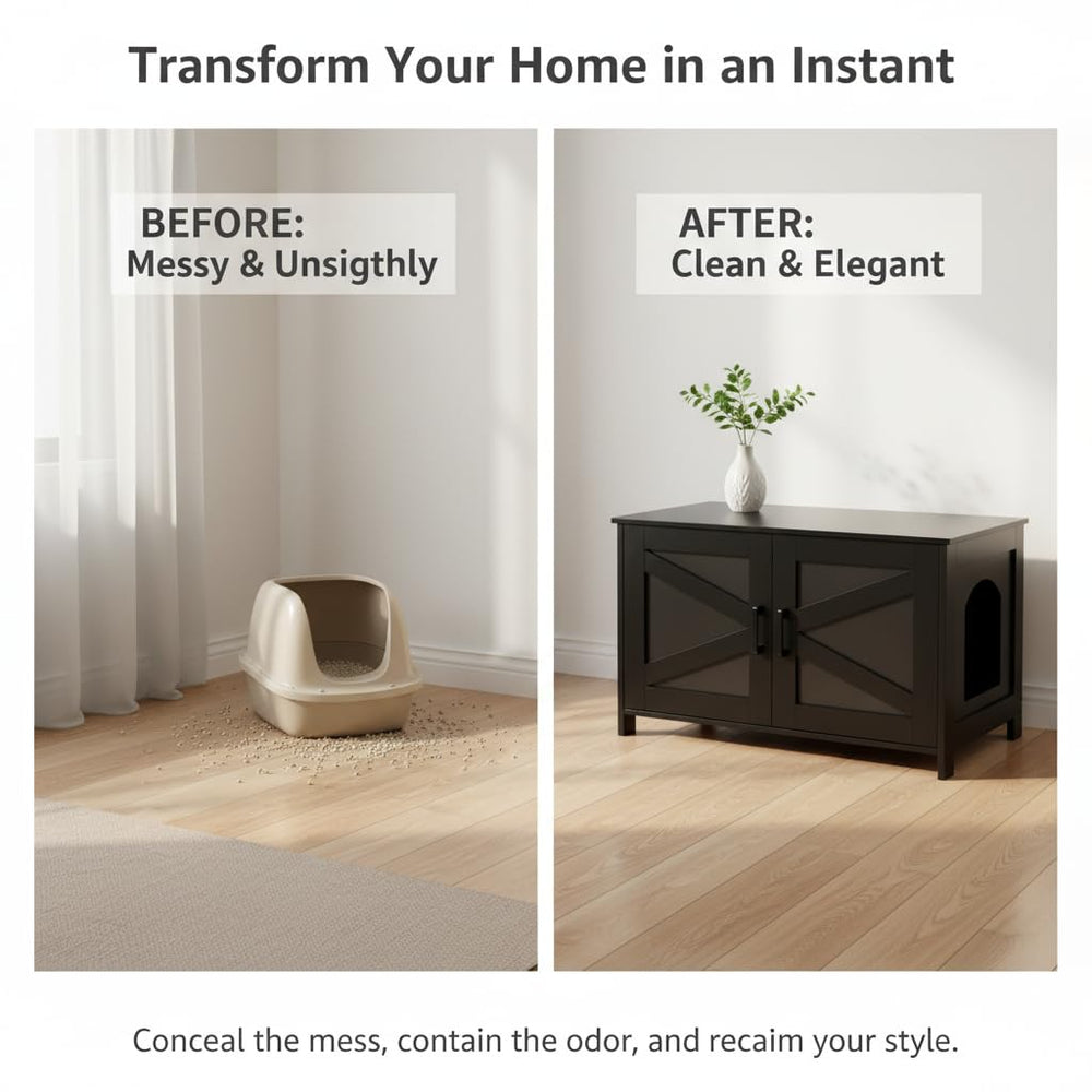 Homhedy cat litter enclosure interior layout with spacious clearance