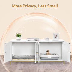Homhedy litter enclosure metal frame provides sturdy support with a luxe gold accent.