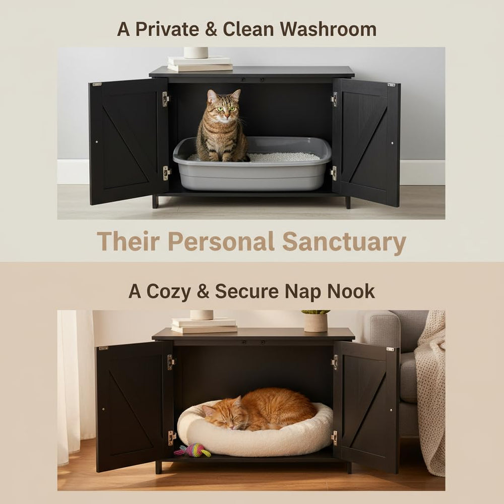 Homhedy cat litter enclosure side view highlights compact footprint