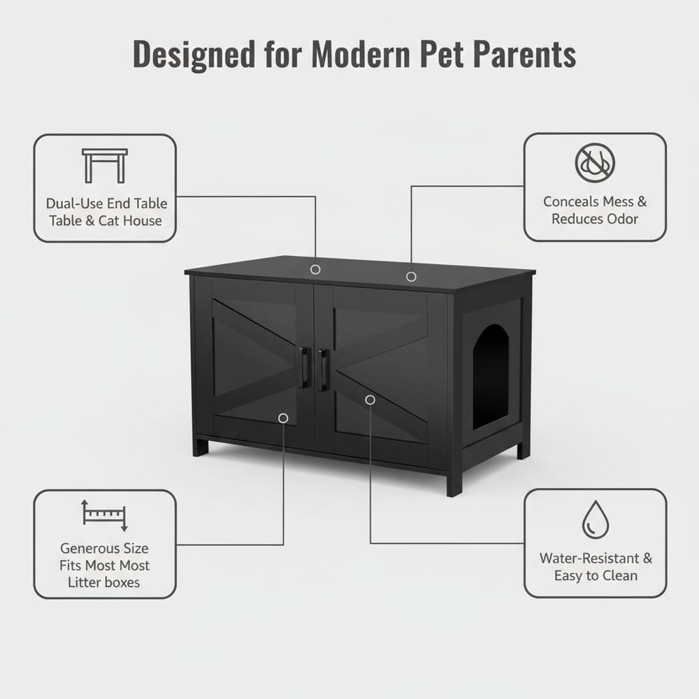 Homhedy cat litter enclosure veneered surface emphasizes easy cleaning