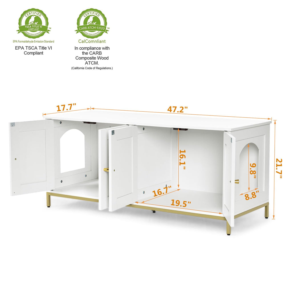 Homhedy dual cabinet design supports two cats while keeping living spaces neat.