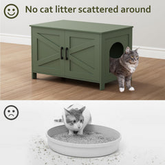Homhedy green washroom furniture used as a side table adds style and cat space
