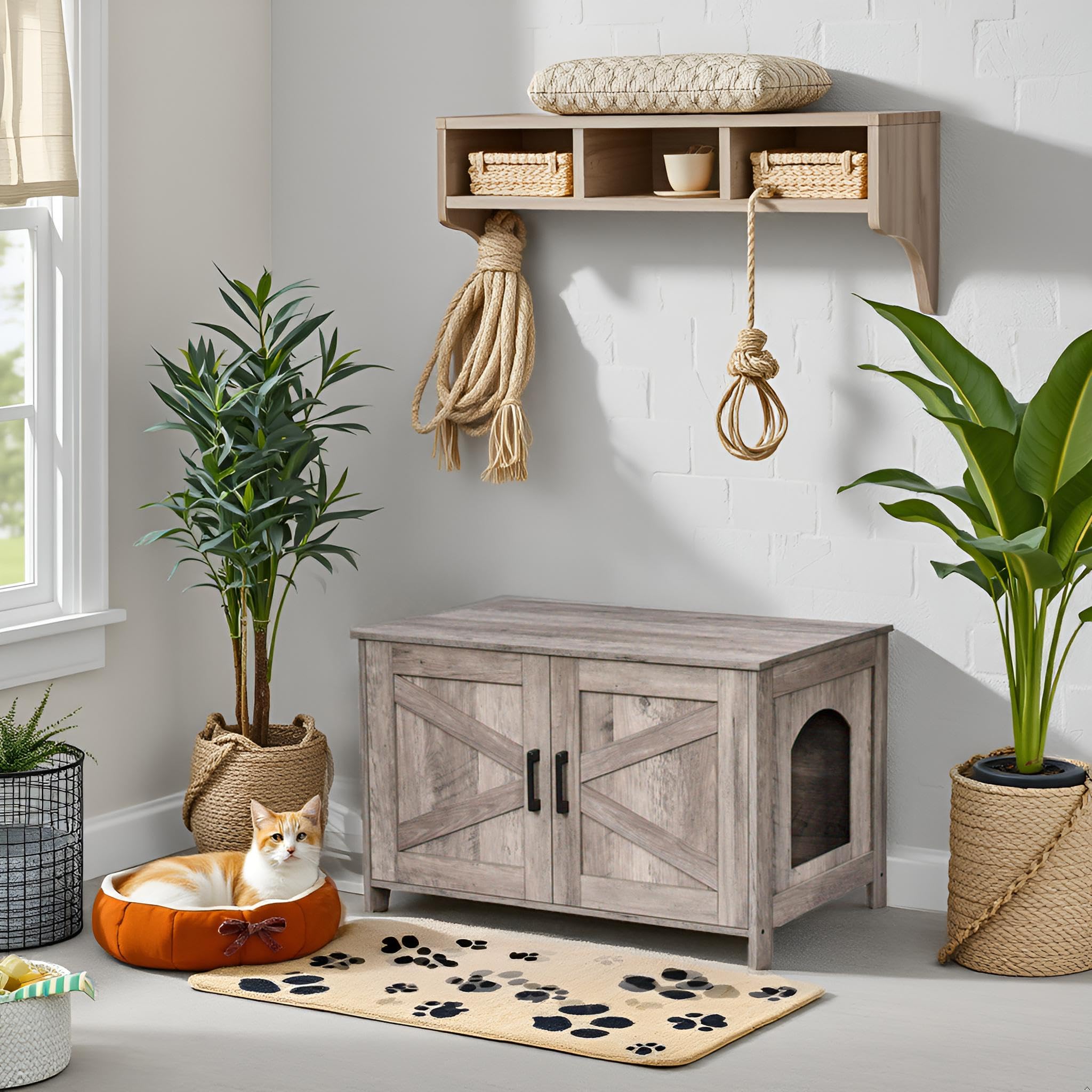Homhedy hidden cat space creates a cozy nap spot