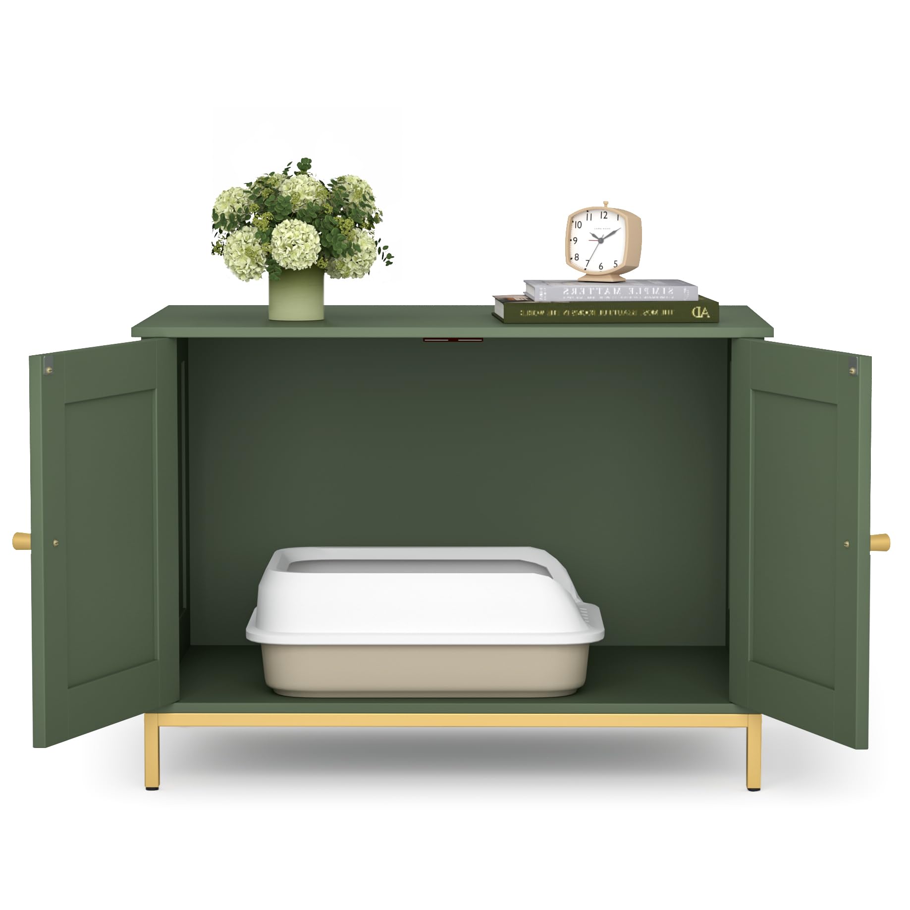 Homhedy side view shows an open door for easy access and cleaner corners.