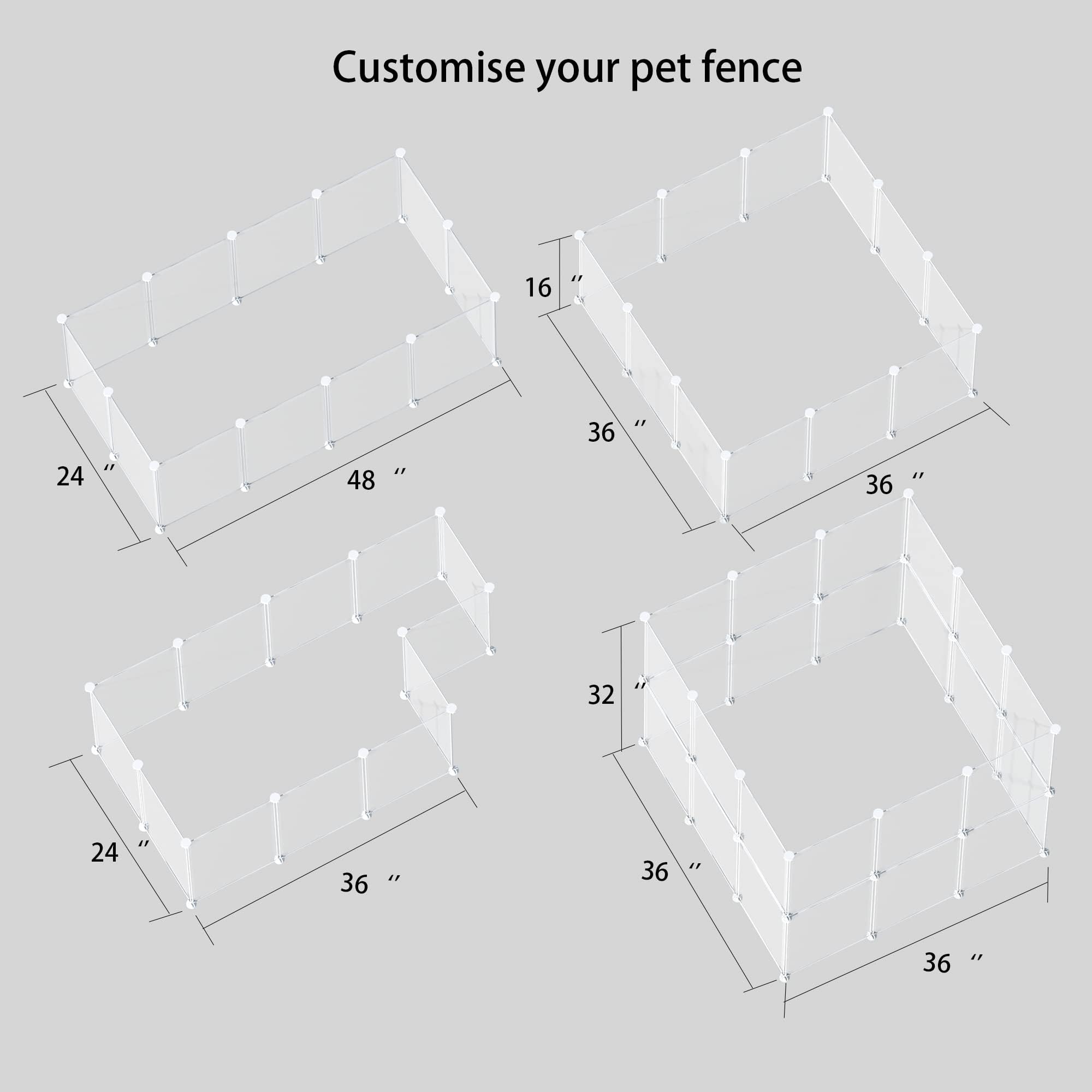 HOMICKER adjustable-height panels demonstrate customizable enclosure for jumping-prone pets.