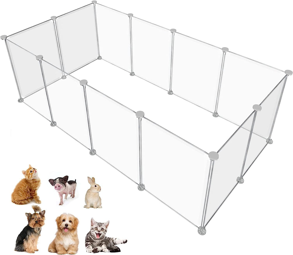 HOMICKER Pet Playpen assembly view shows easy 12-panel setup for flexible shapes.