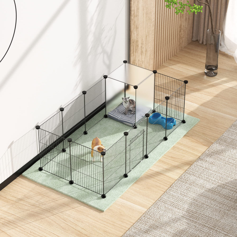 HOMIDEC pet playpen DIY layout shows modular design for customized enclosures.