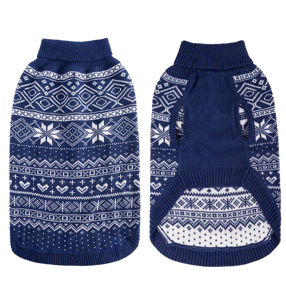 Homimp Argyle dog sweater blue side fit shows flexible knit for easy dressing