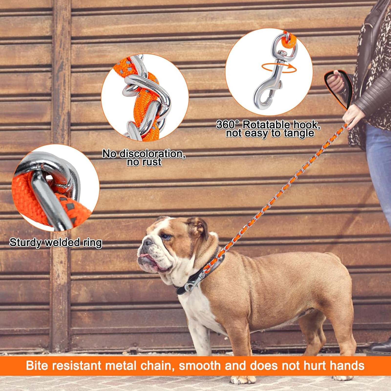 Homimp leash 360-degree rotatable hook reduces tangling for smoother walks.