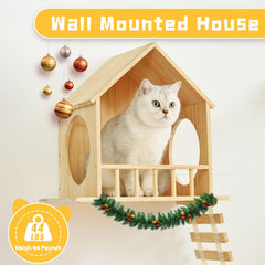 Homman wooden condo pair showcases cozy hideouts for large cats, encouraging restful naps.