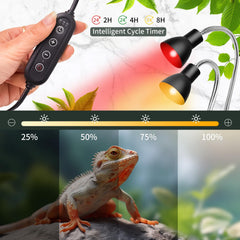 Homnebila reptile heat lamp g9 bulbs highlight four bulb heat and glow options for versatile basking.