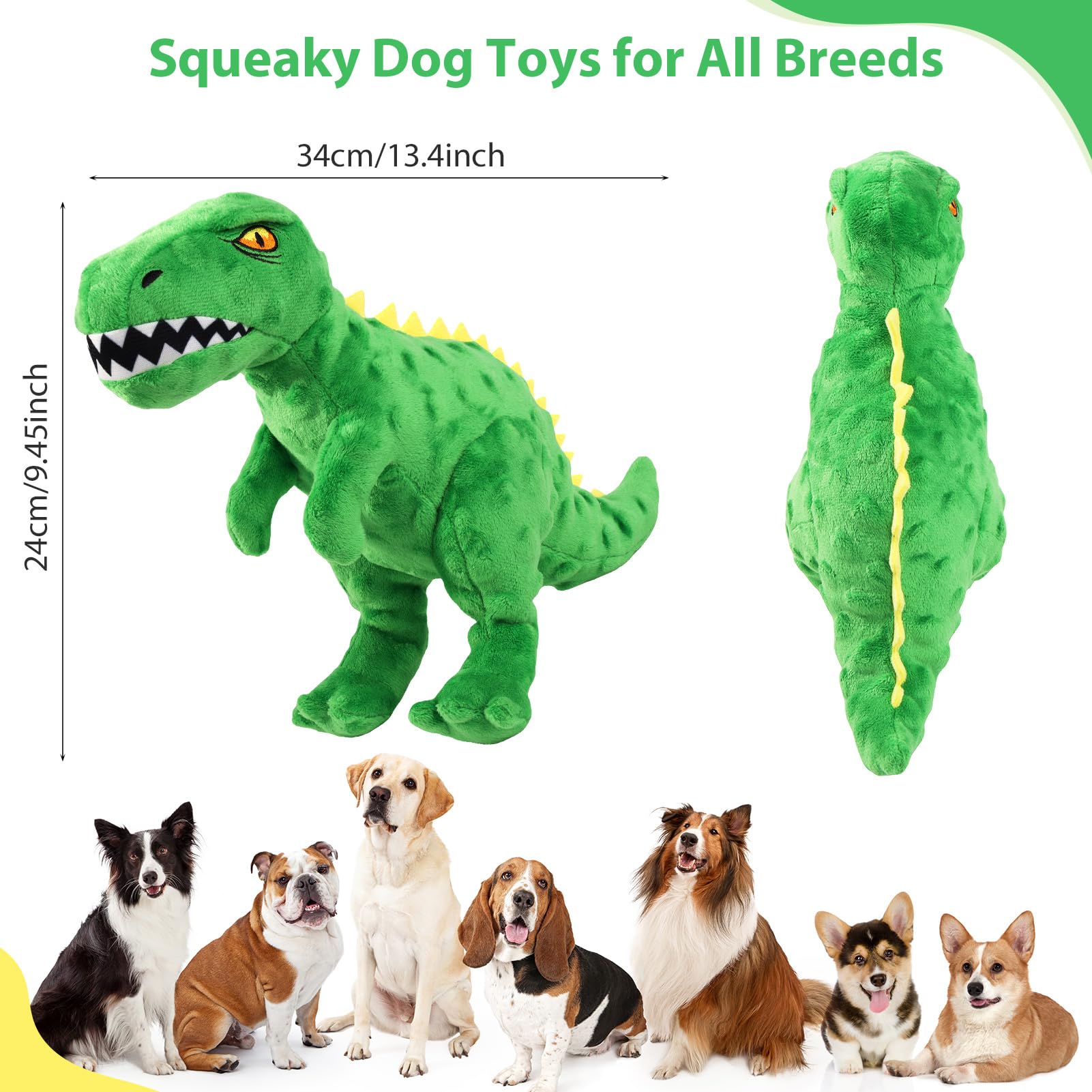 Homounter dinosaur plush toy squeaker close-up to trigger playful sounds.