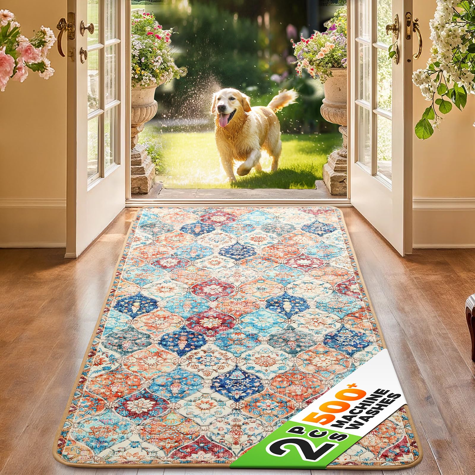 Hompet 2-Pack dog door mat ready for muddy paws with quick-dry protection at entryways