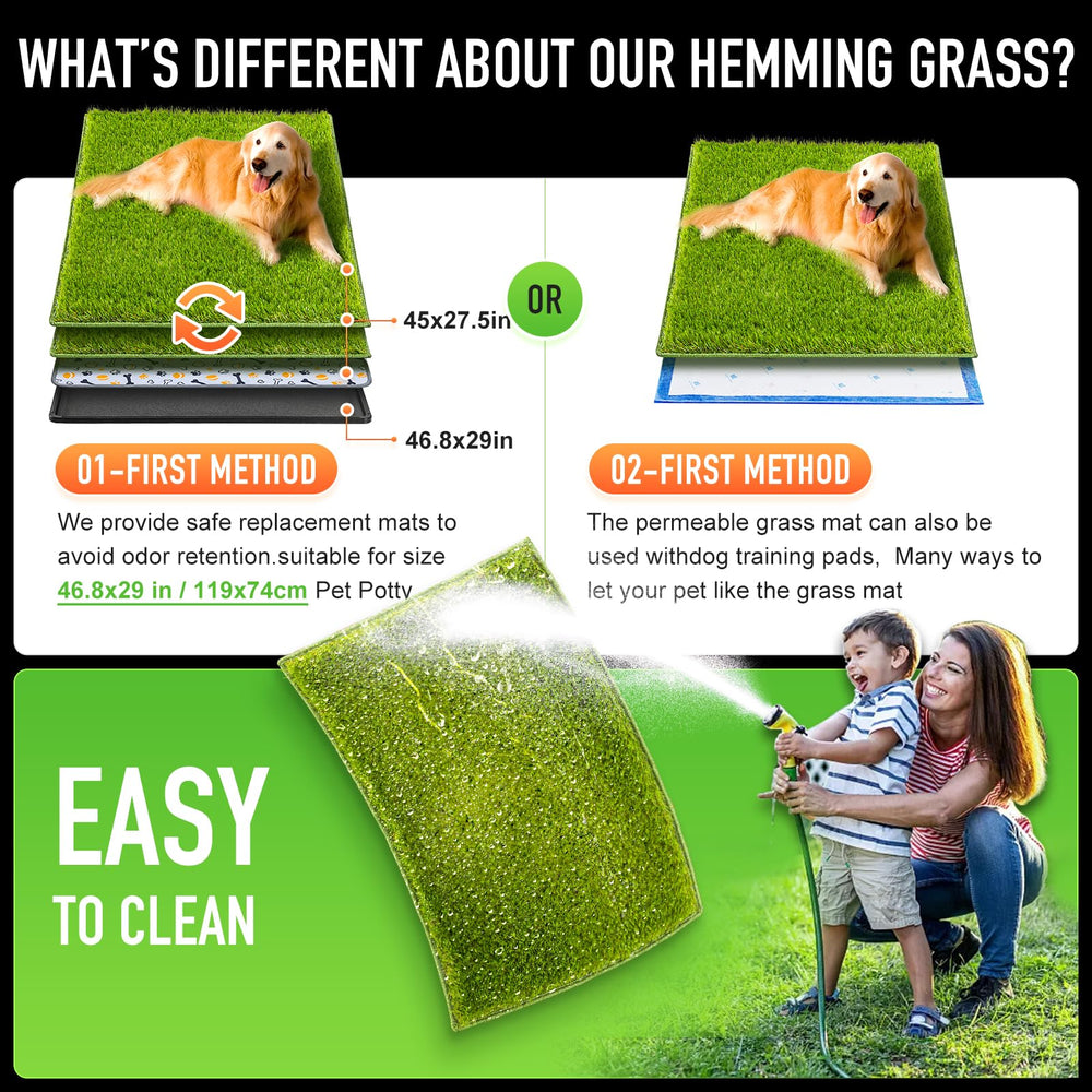 Hompet artificial grass for dogs drainage holes closeup shows quick drying surface.