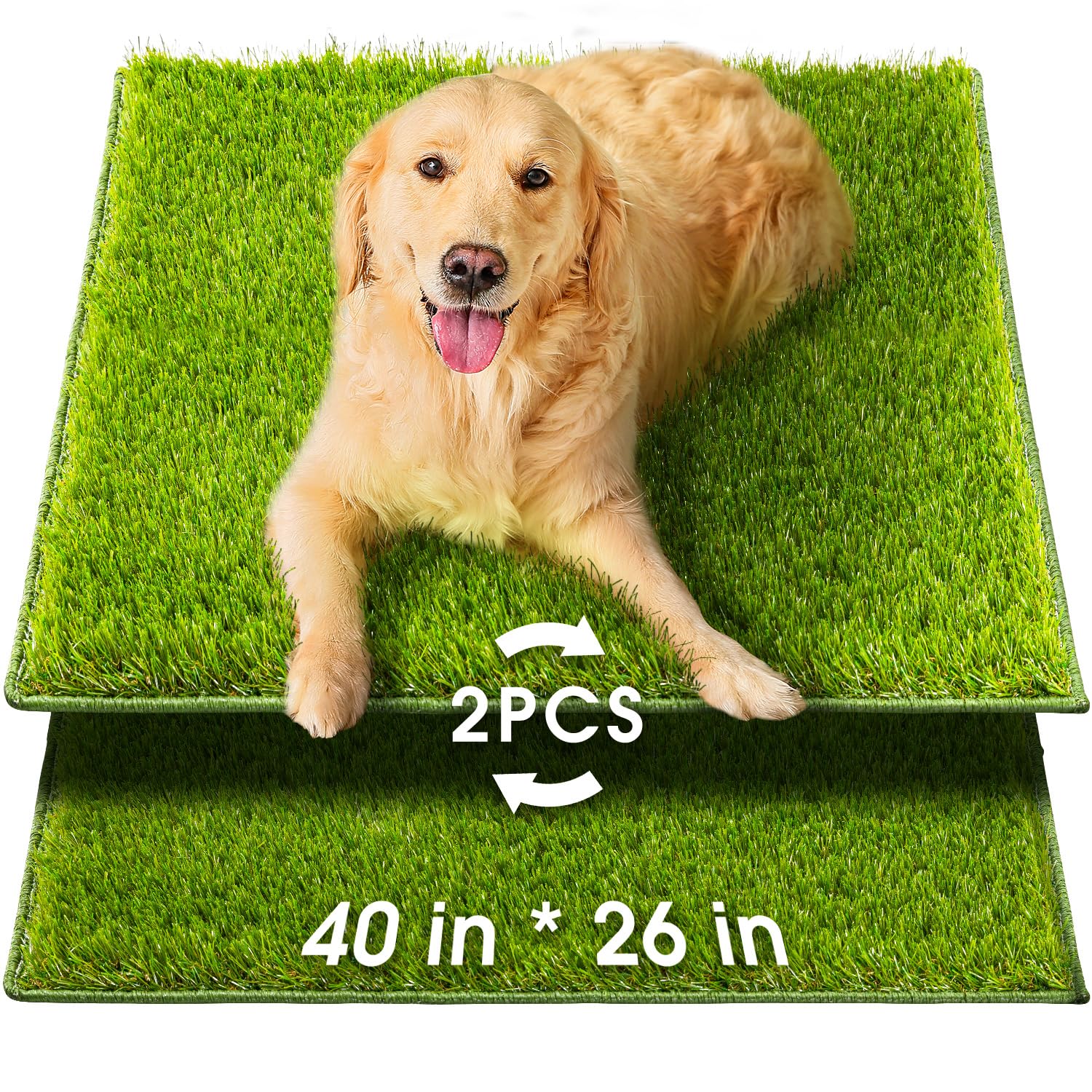 Hompet artificial grass for dogs 40x26 full view highlights a durable, reusable potty training surface.