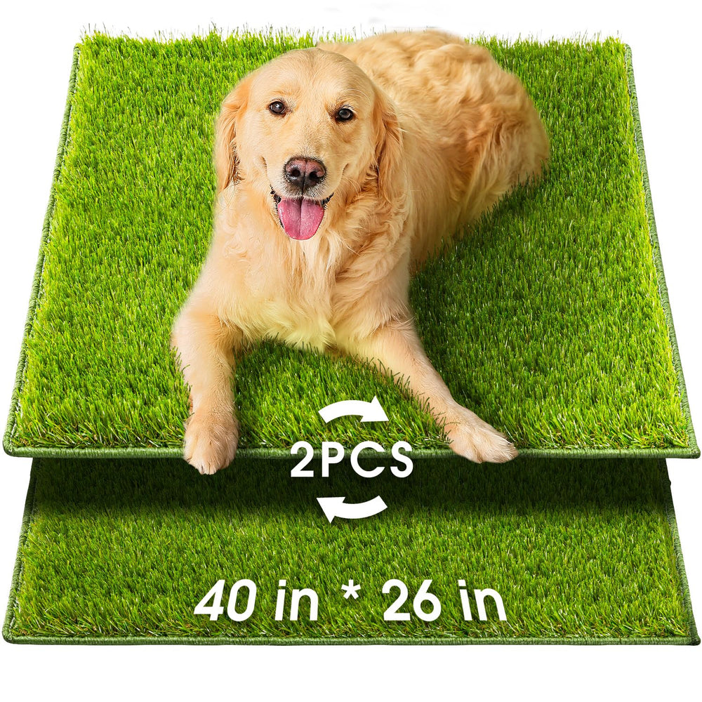 Hompet artificial grass for dogs 40x26 full view highlights a durable, reusable potty training surface.