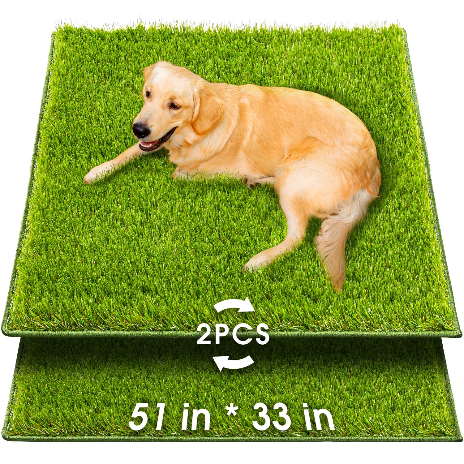 Hompet artificial grass for dogs 51x33 top view shows durable training surface