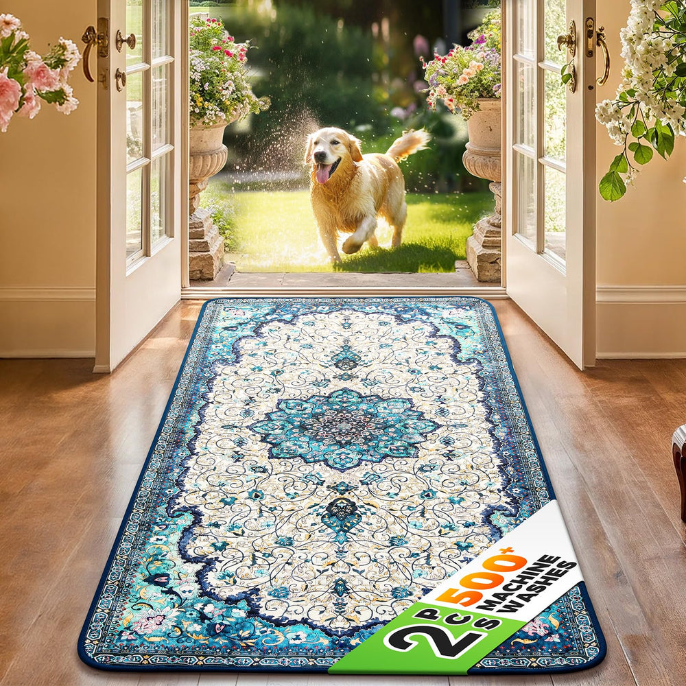 Hompet dog door mat with ultra-soft top cushions muddy paws at entry.