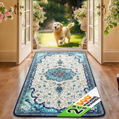 Hompet dog door mat with ultra-soft top cushions muddy paws at entry.