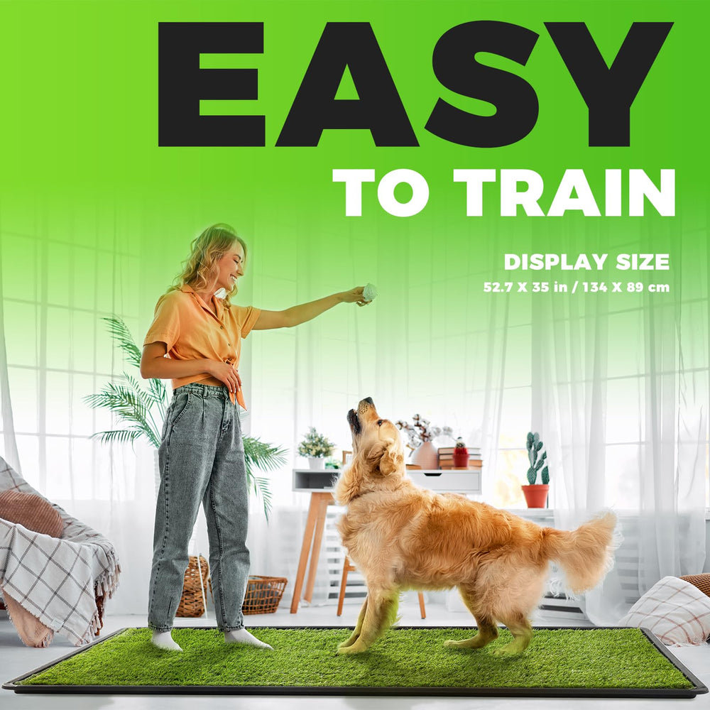Hompet dog grass pad indoor-outdoor use illustrates weatherproof versatility.