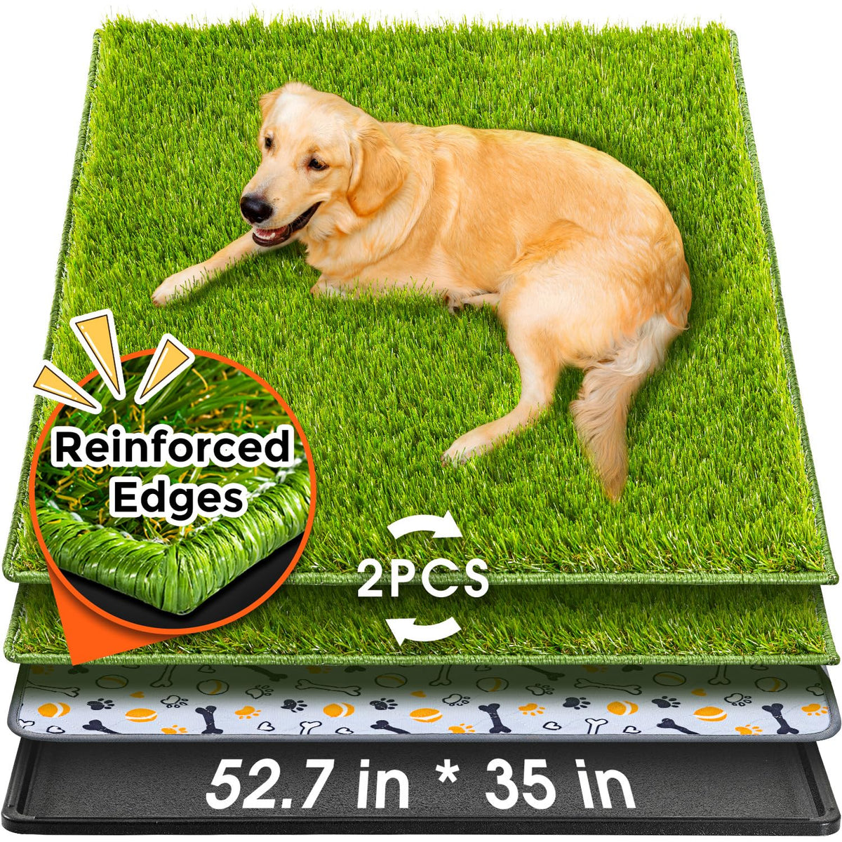 Hompet dog grass pad main area shows spacious indoor potty space.