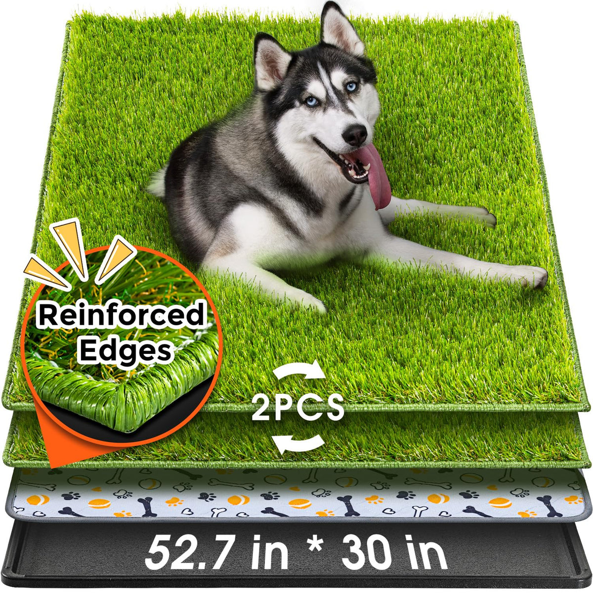 Hompet dog grass pad top view showcases a large potty area.