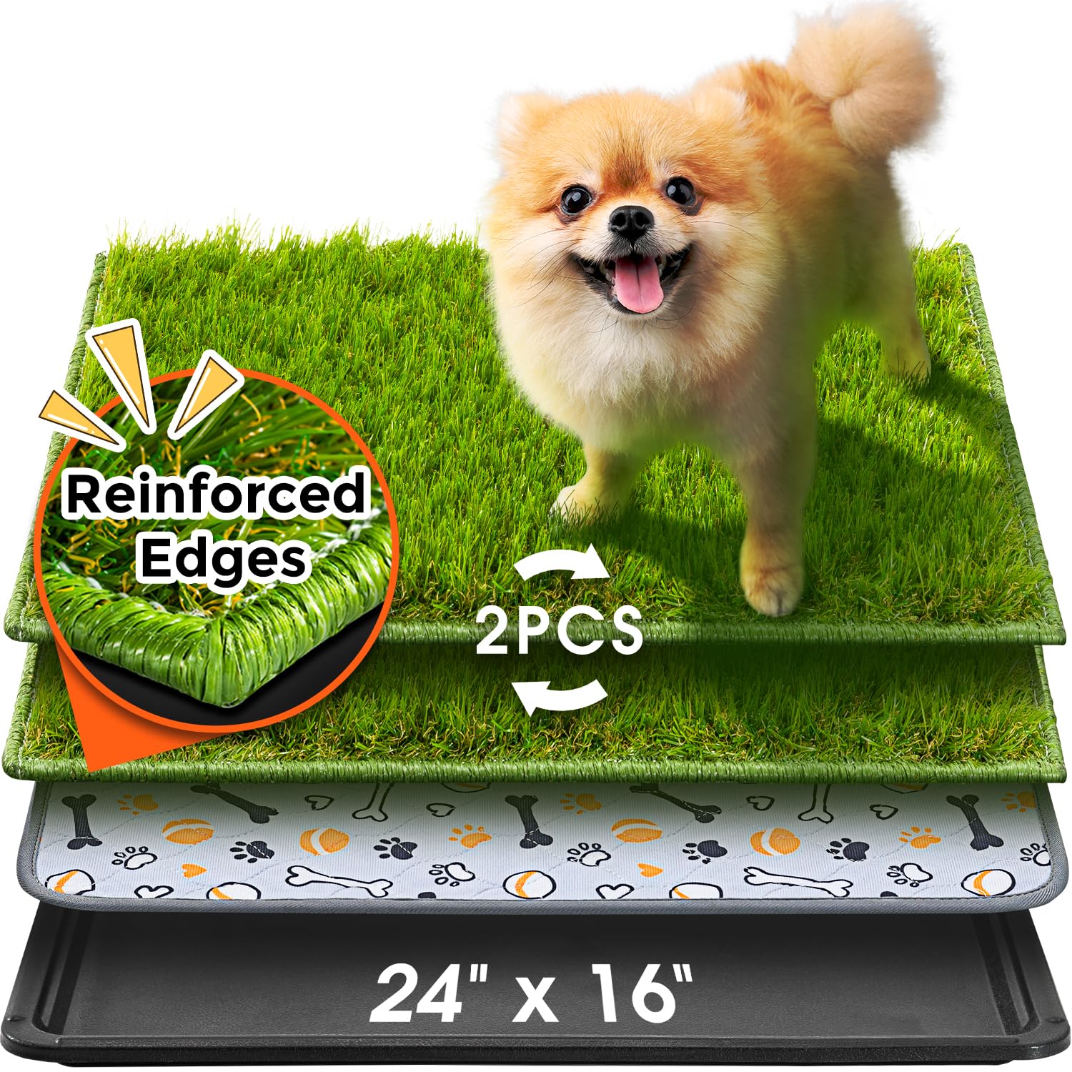 Hompet dog grass pad large with realistic turf for mess-free potty training.