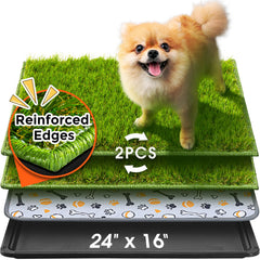 Hompet dog grass pad large with realistic turf for mess-free potty training.