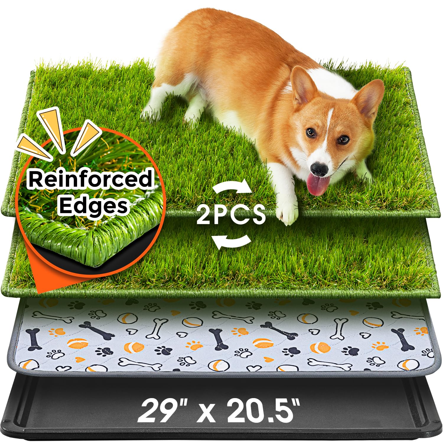 Hompet dog grass pad with tray – spacious indoor potty area for training.