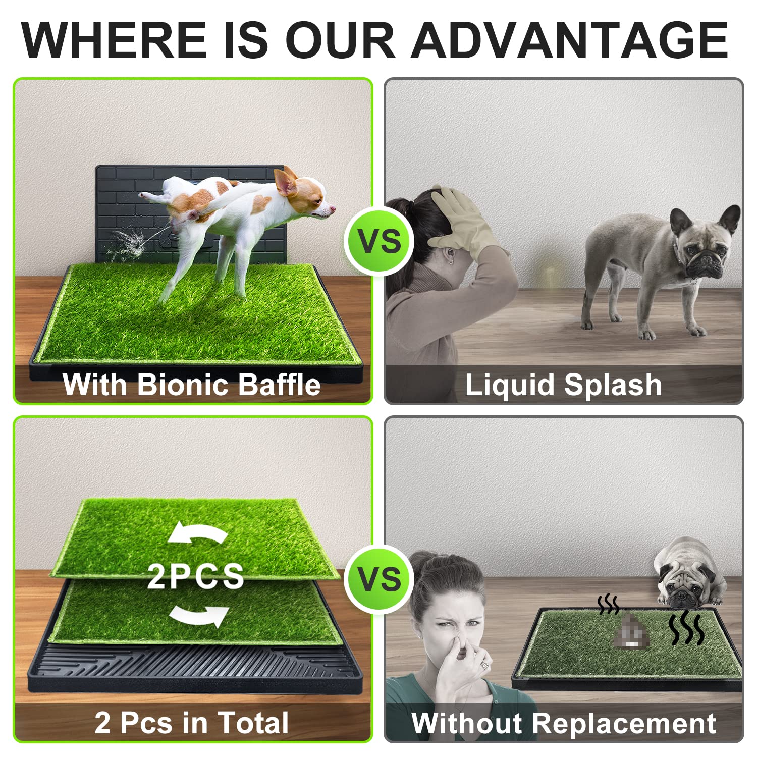 Hompet drainage holes ensure fast liquid removal and minimized odor buildup