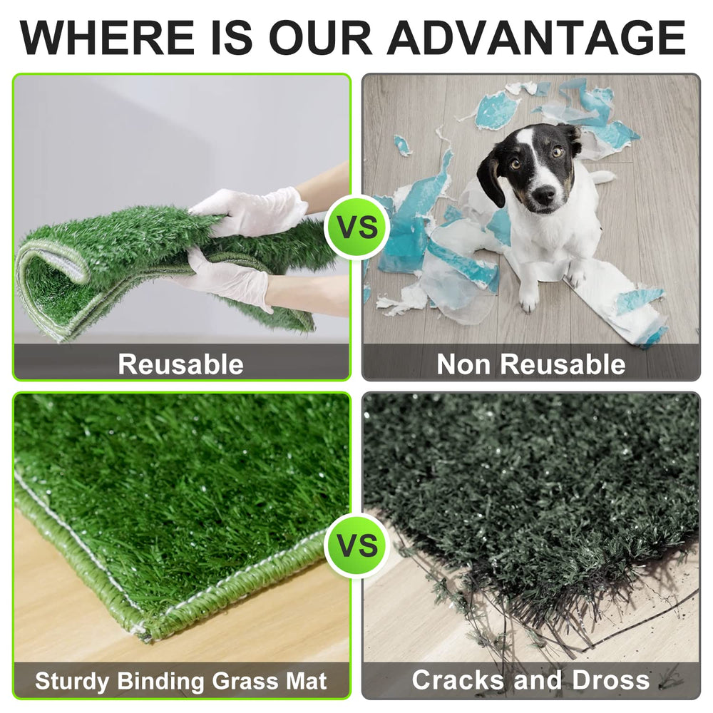 Hompet dog potty hemming grass mat detail highlighting durable edge protection.