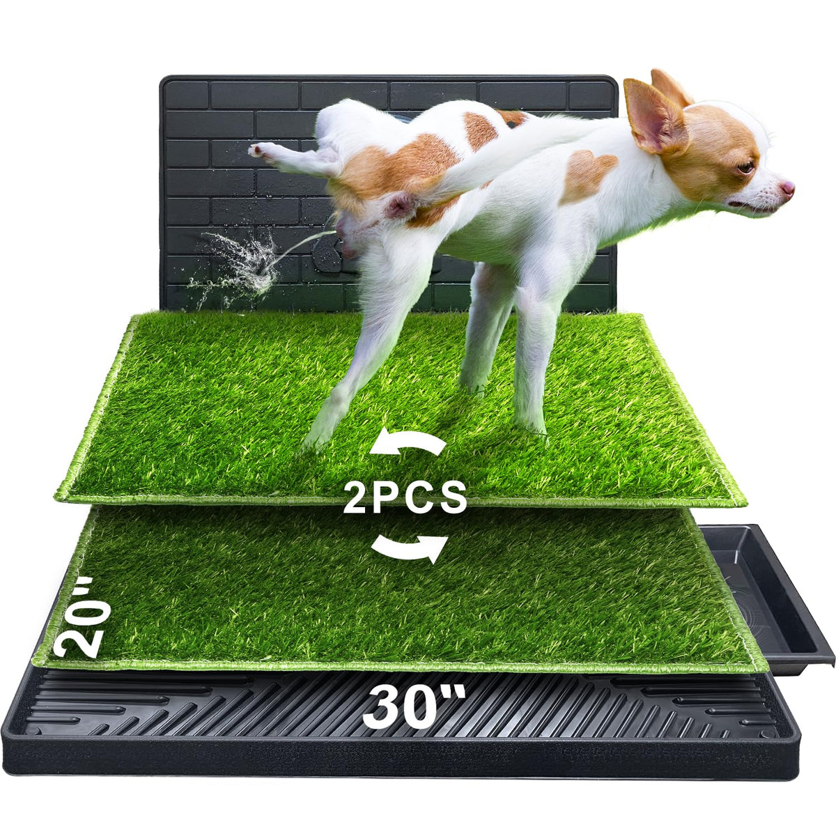 Hompet dog potty top view showcases reusable grass pads for indoor training