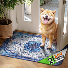 Hompet door mat with ultra-soft bubble quilted top offers cozy entryway comfort.
