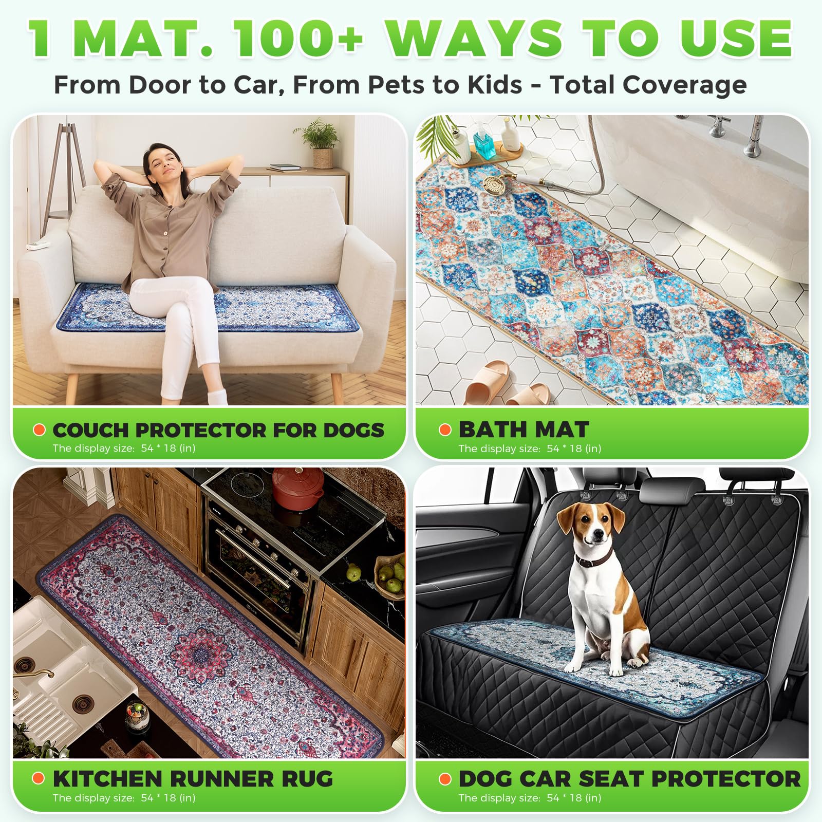 Hompet quick-dry non-slip entryway rug anti-slip grip dots stay in place.