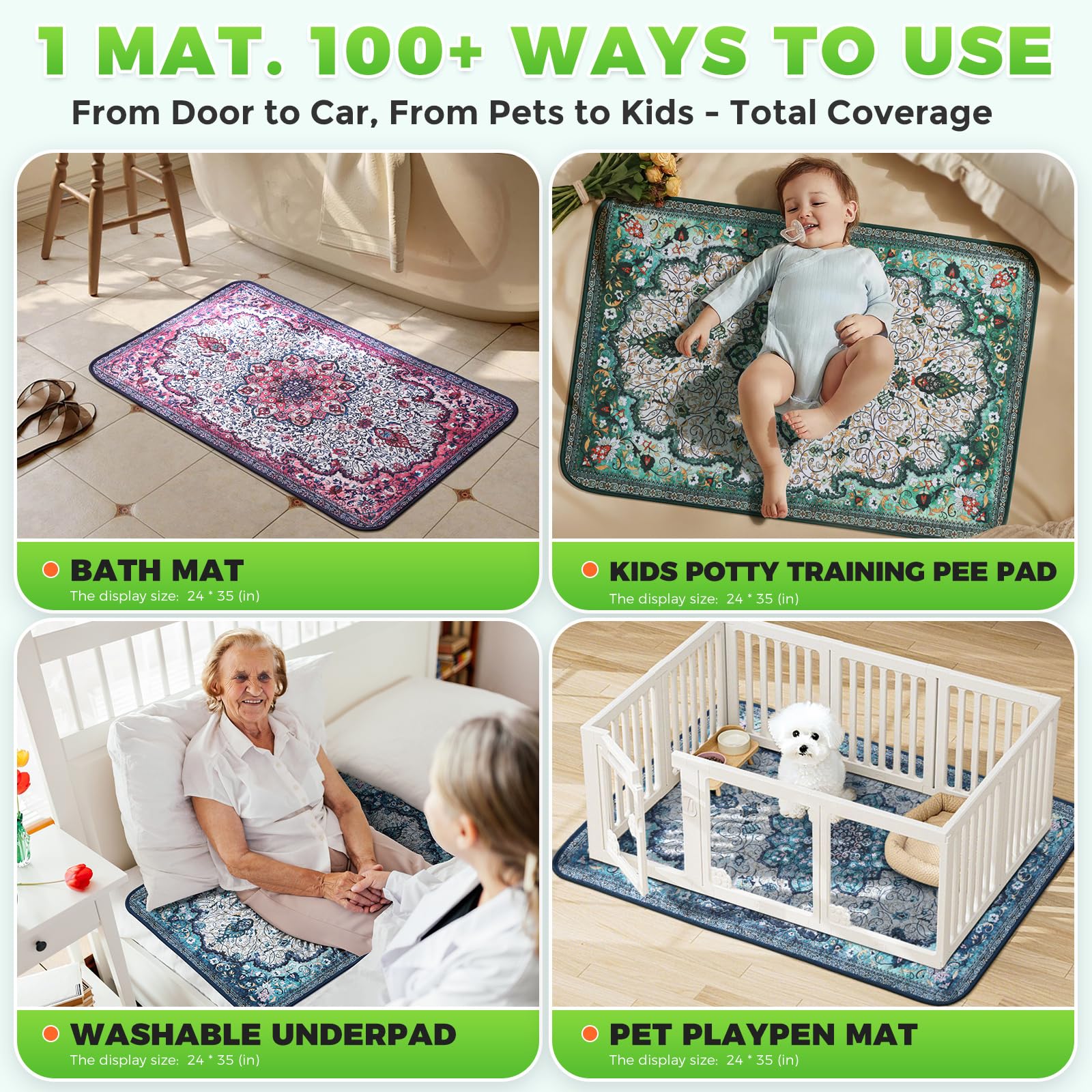 Hompet slim non-slip mat stays in place in busy doorways.