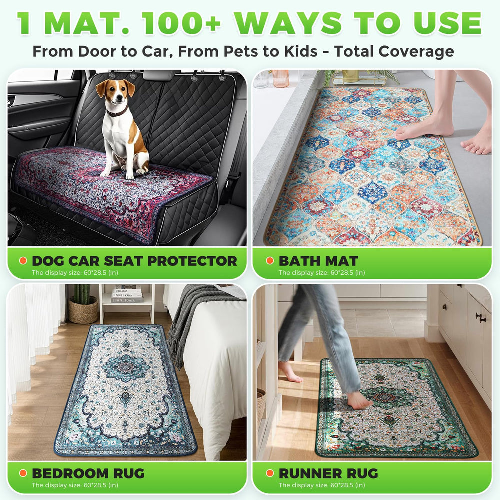 Hompet slim, non-slip entryway mat stays put in high-traffic areas.