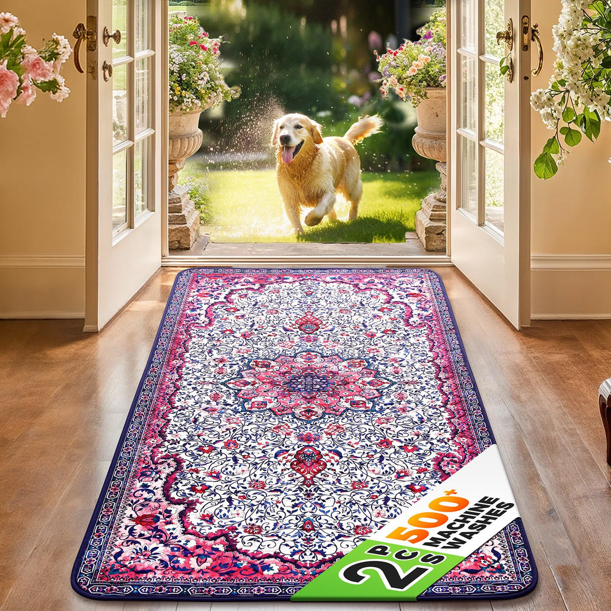 Hompet two-pack dog door mat with ultra-soft bubble top for clean entryways.