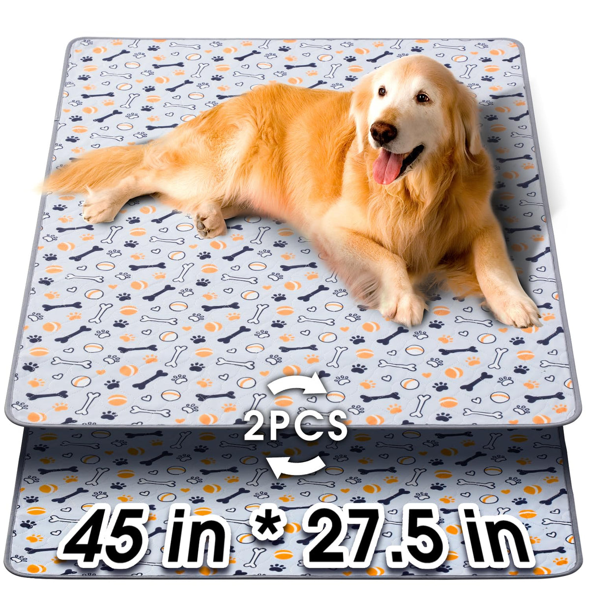 Hompet washable pee pad 45x27.5 in a 2-pack for convenient training.