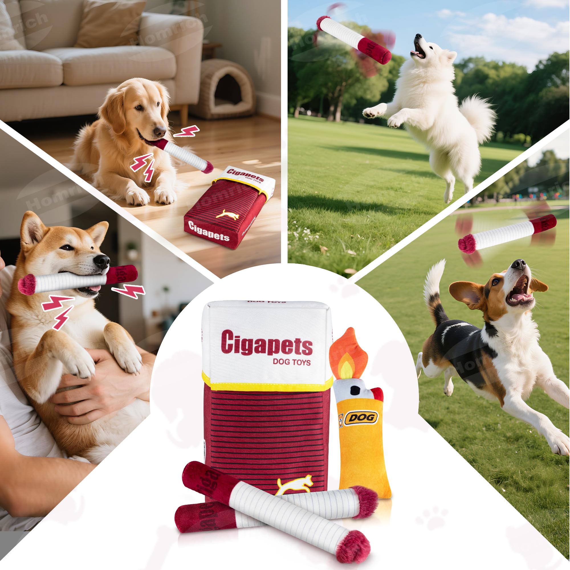 Homrich dog-safe rubber squeaker inside plush toy for satisfying squeaks.