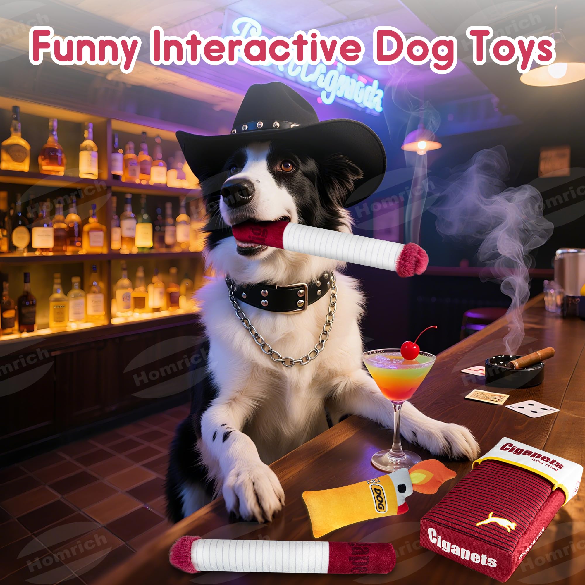 Homrich giggle puff stick squeaker toy highlighting the built-in squeak feature.