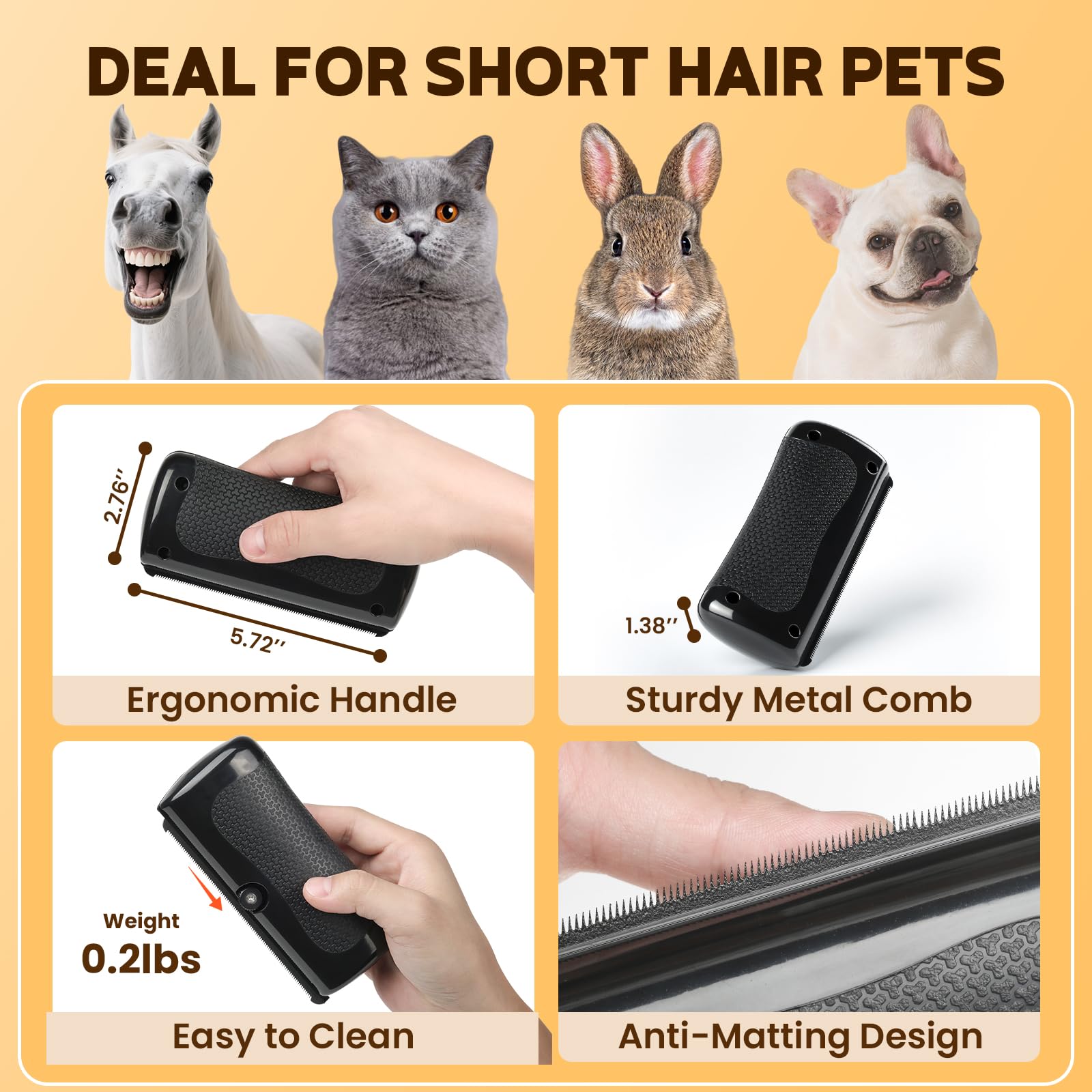 Homsoil deshedding brush cat grooming session shows gentle brushing.
