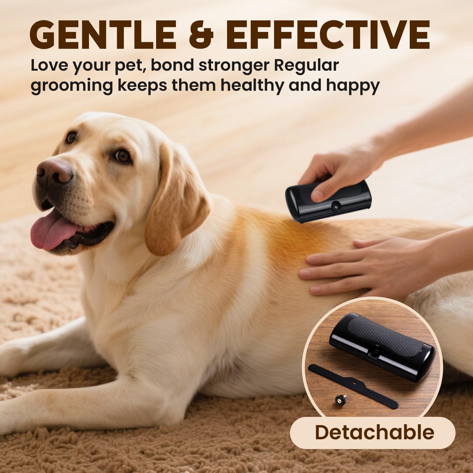 Homsoil deshedding brush ergonomic handle for extended grooming.
