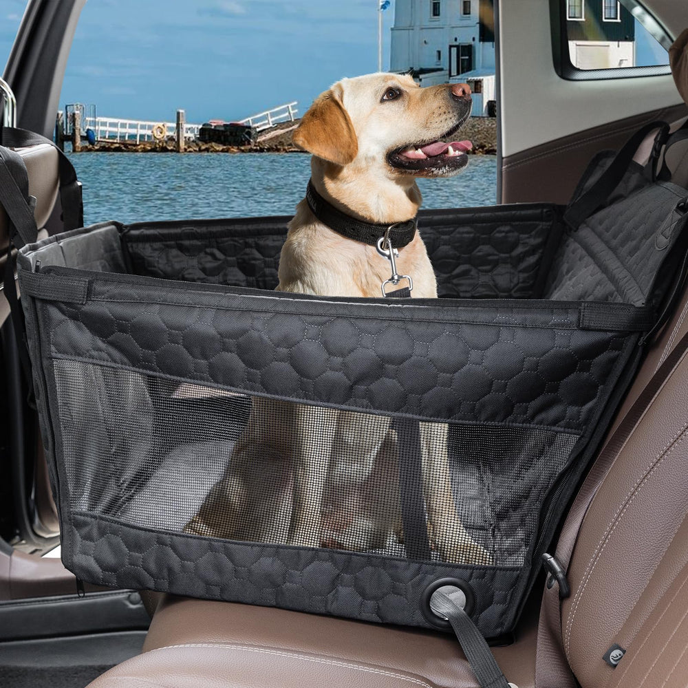 Homsunyi dog car seat large back seat cover protects upholstery while keeping pets secure.