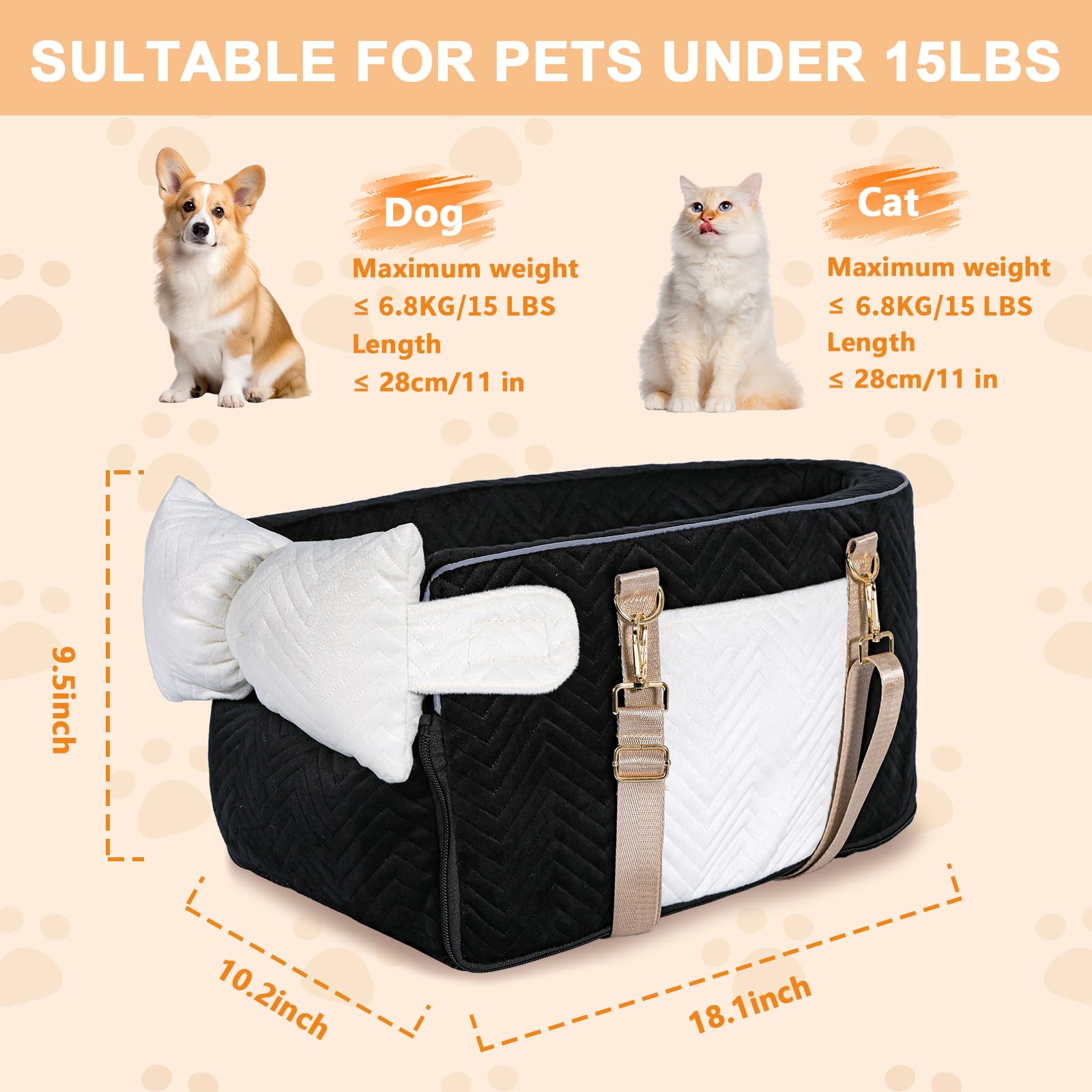 Homsunyi dog car seat safety belt demonstrates secure travel for pets.