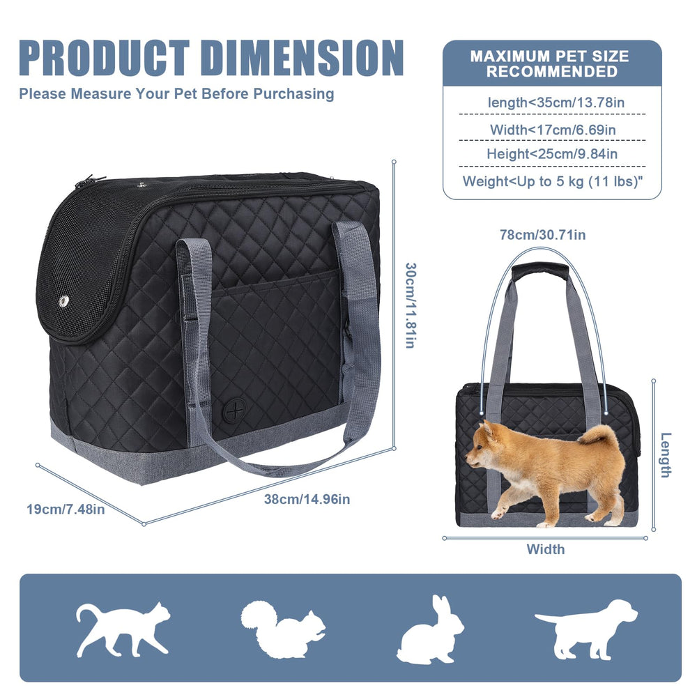 Homsunyi dog purse carrier side-pocket view emphasizes accessible storage on the go.