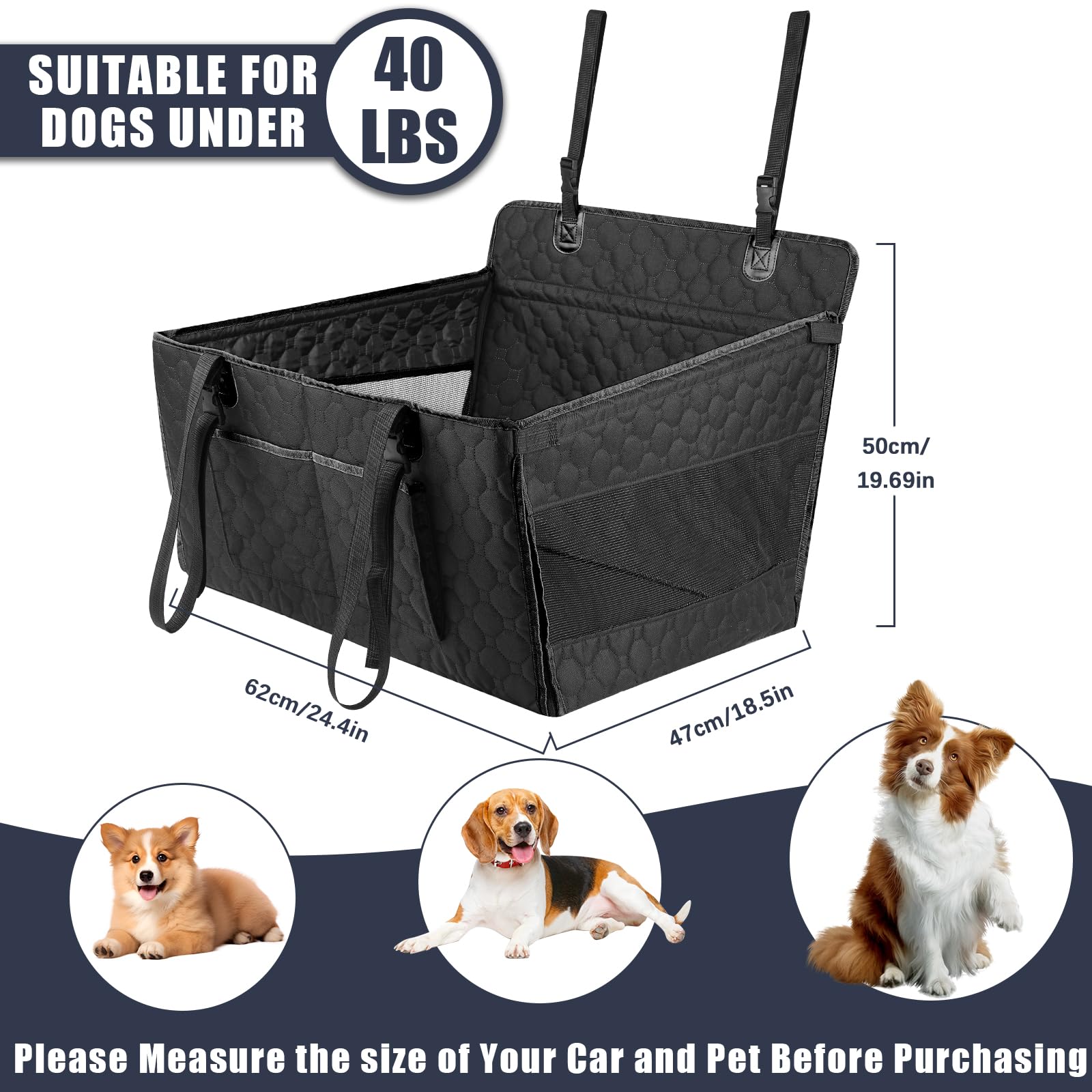 Homsunyi foldable dog car seat for easy storage after trips.