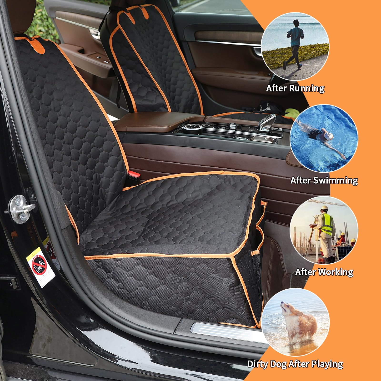 Homsunyi front seat cover front flap protects seat front from dirt and wear.