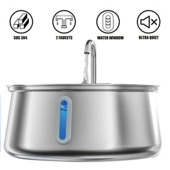 Homtyler cat water fountain filter system side view demonstrates multiple filtration layers for clean water